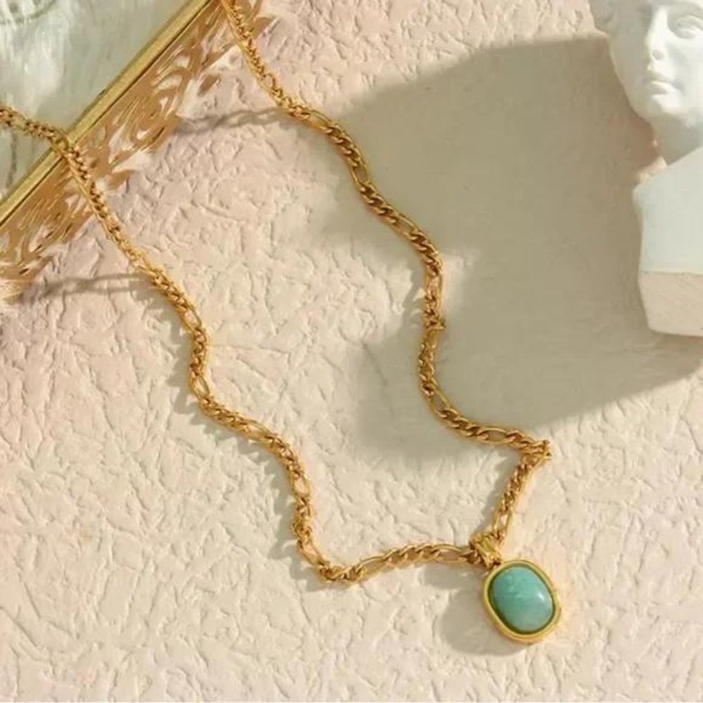 NEW 18K GOLD FIGARO CHAIN NECKLACE, NICE NECKLACE, CUTE NECKLACE - Picture 6 of 8